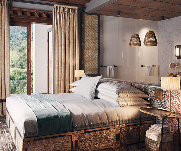 Phòng ngủ cho gia đình ở Punakha River Lodge thuộc &Beyond